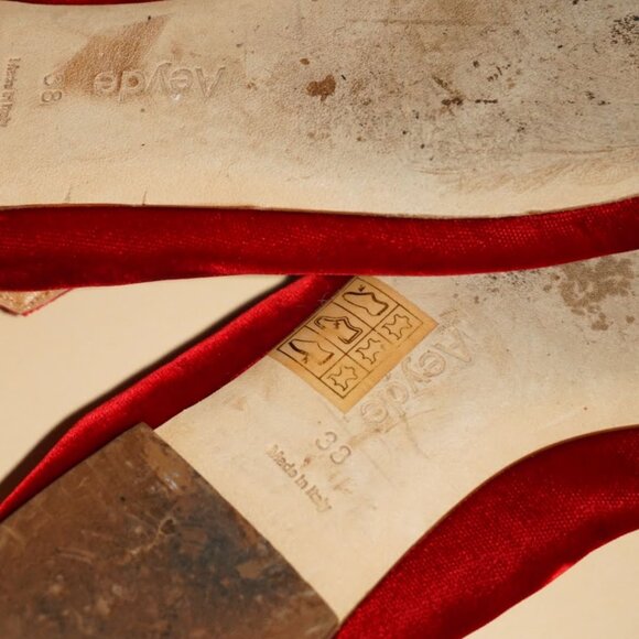Aeyde Uma Red Velvet Mary Jane Flats - Size 38 - Picture 8 of 8